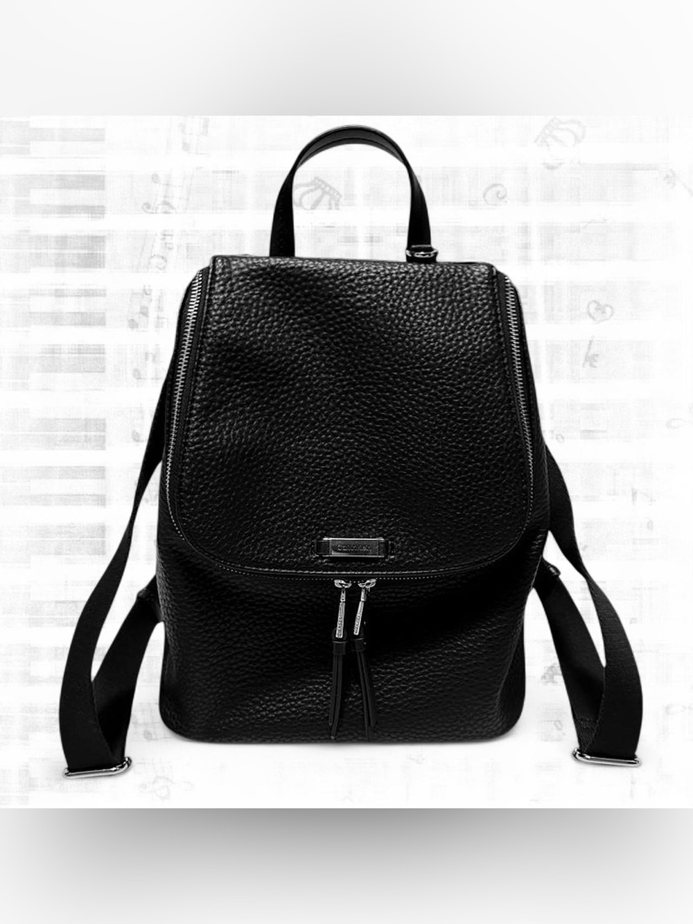 Calvin Klein Zulle Organizational Backpack, Black/Silver, One Size